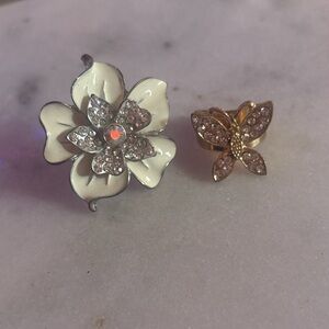 Elegant White and Gold Floral and Butterfly Jewelry Set